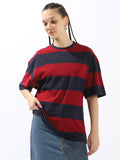 High Star Striped Extended Sleeves Cotton T-shirt