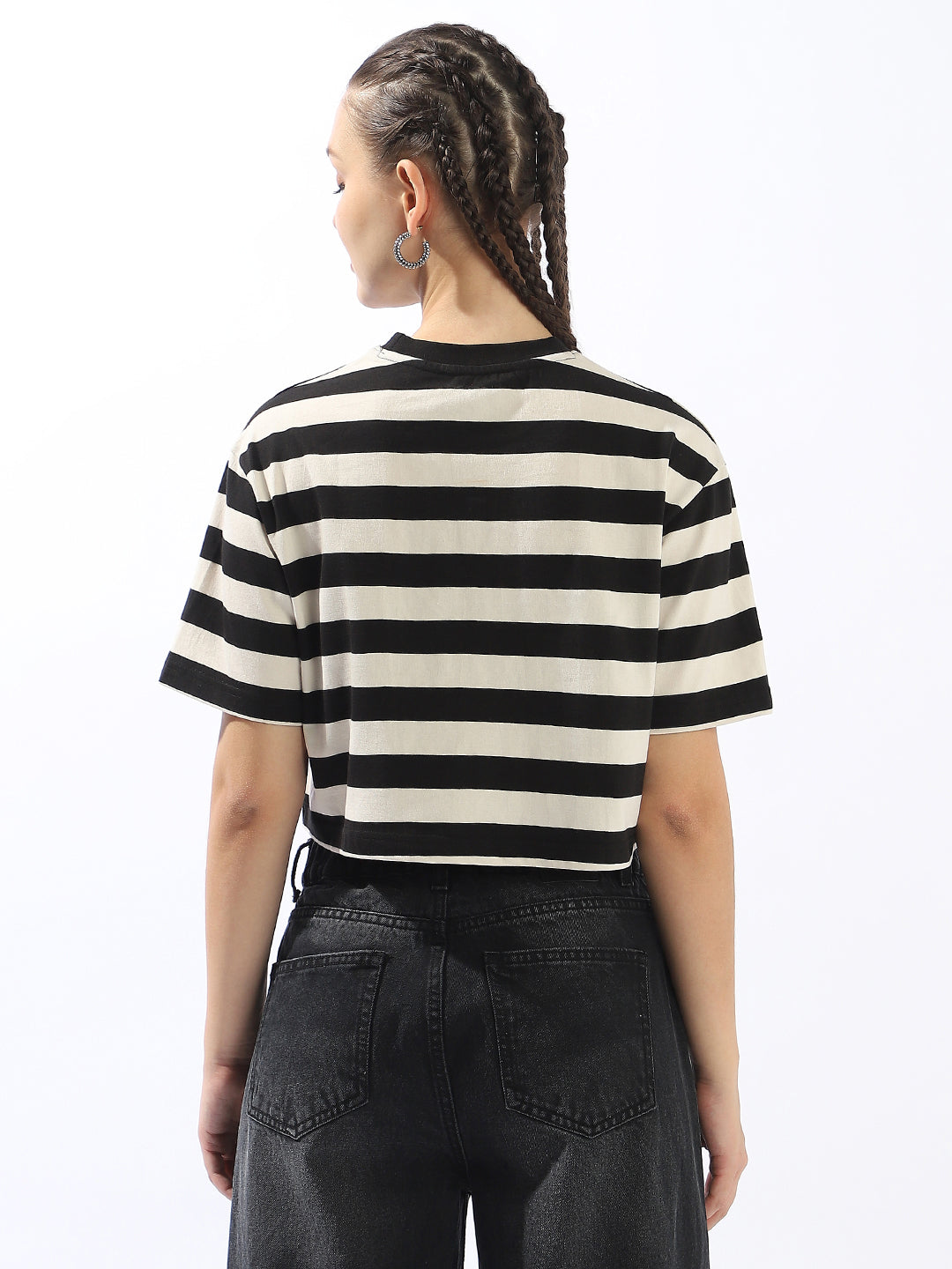 High Star Striped Monochrome Cotton T-shirt
