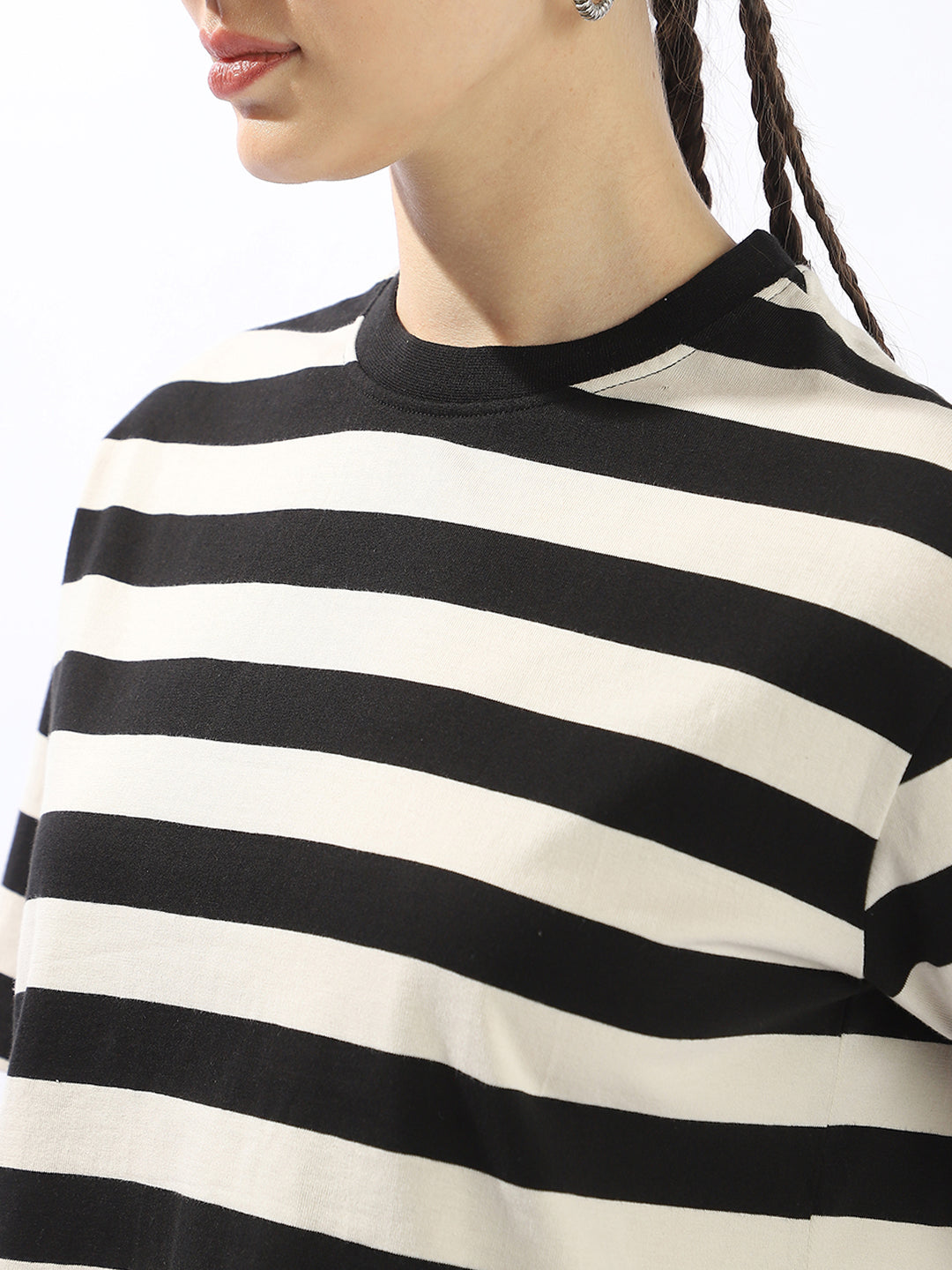 High Star Striped Monochrome Cotton T-shirt