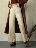 High Star Women Solid Regular length Wide leg Trousers