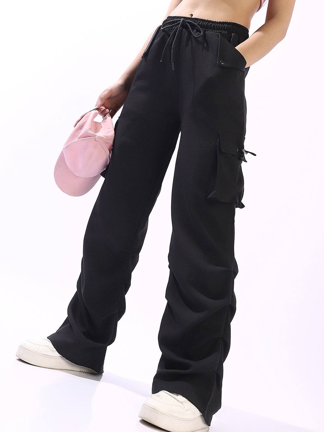 High Star Women Relaxed High Rise Pleated Korean Pants Trousers