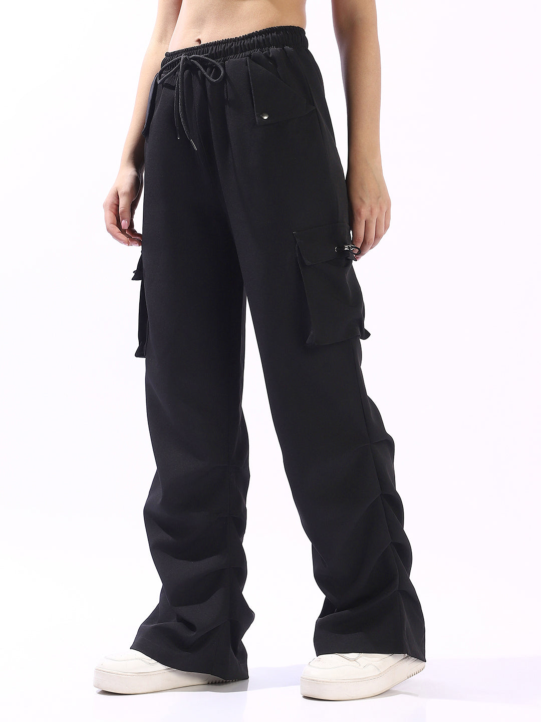 High Star Women Relaxed High Rise Pleated Korean Pants Trousers