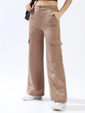 High star Women Polyester Wide Leg High-Rise Casual Trousers