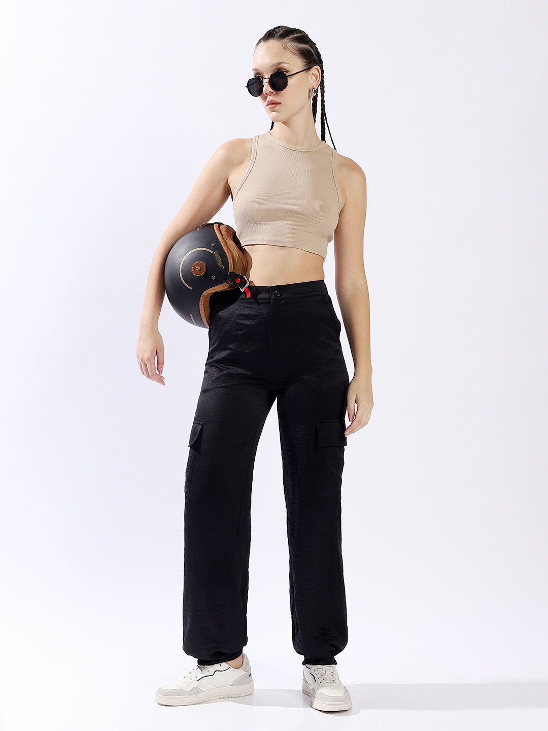 High star Women Polyester Loose Jogger Fit High-Rise Casual Trousers
