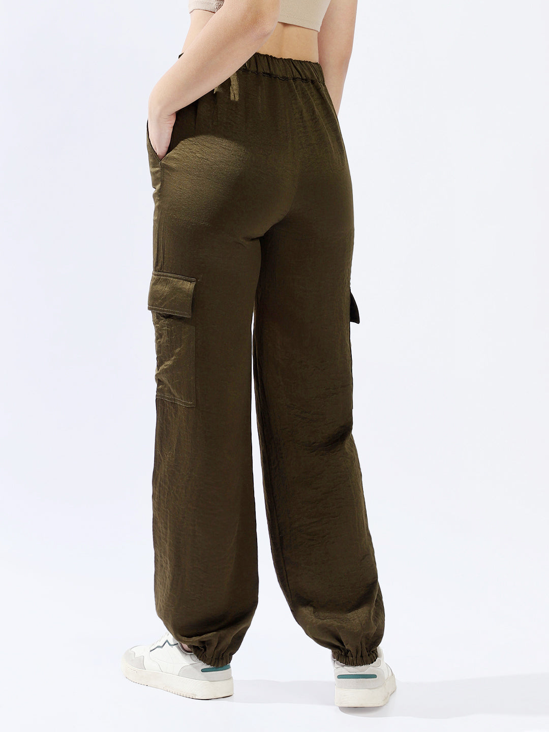 High star Women Polyester Loose Jogger Fit High-Rise Casual Trousers