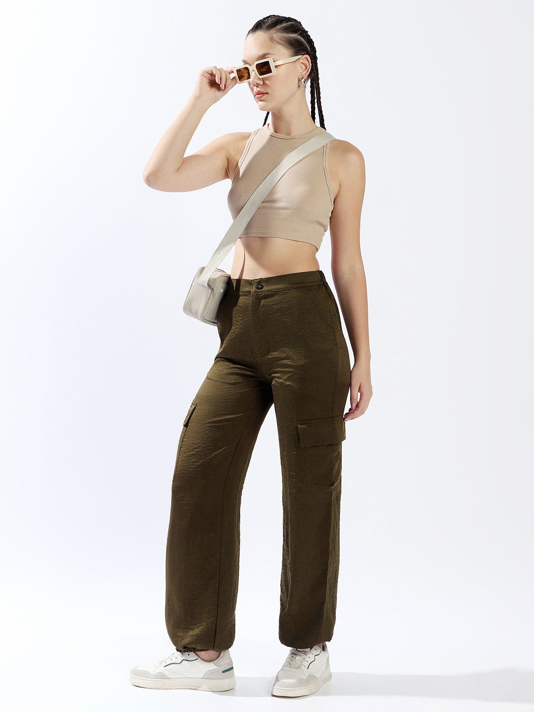 High star Women Polyester Loose Jogger Fit High-Rise Casual Trousers