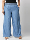 Women Plus Size Blue wide leg Palazzos