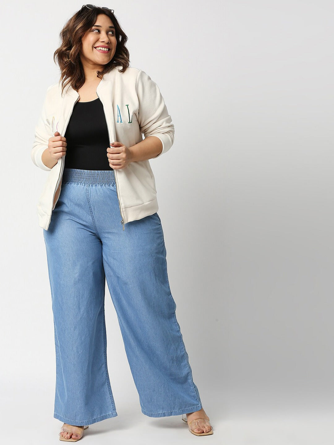 Women Plus Size Blue wide leg Palazzos