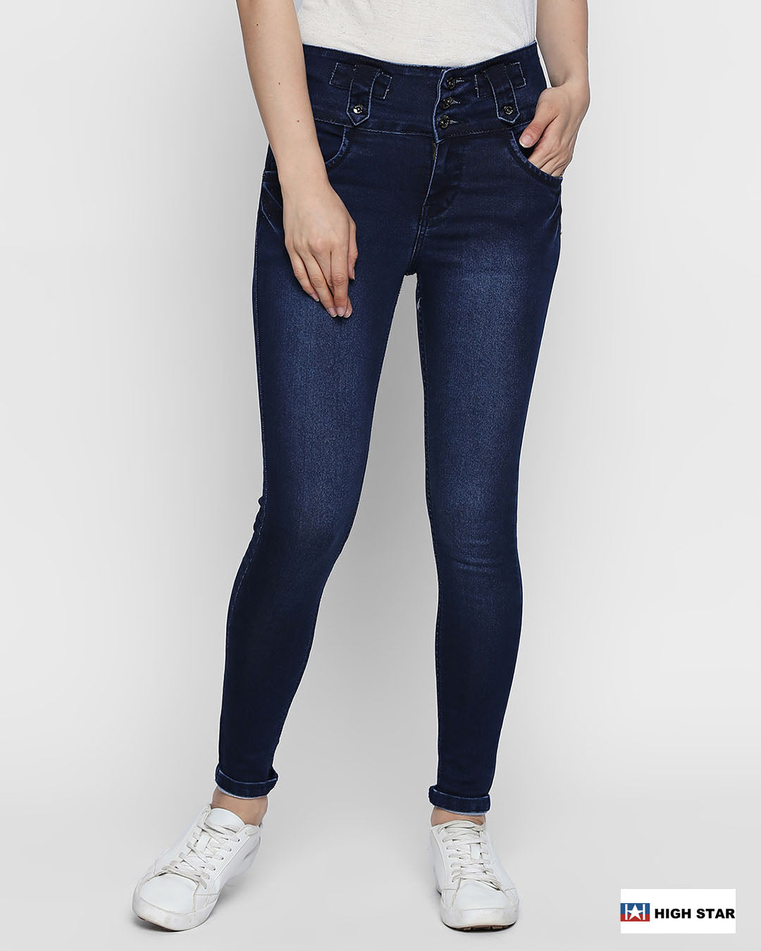 Women Blue Slim Fit High-Rise Clean Look Stretchable Jeans
