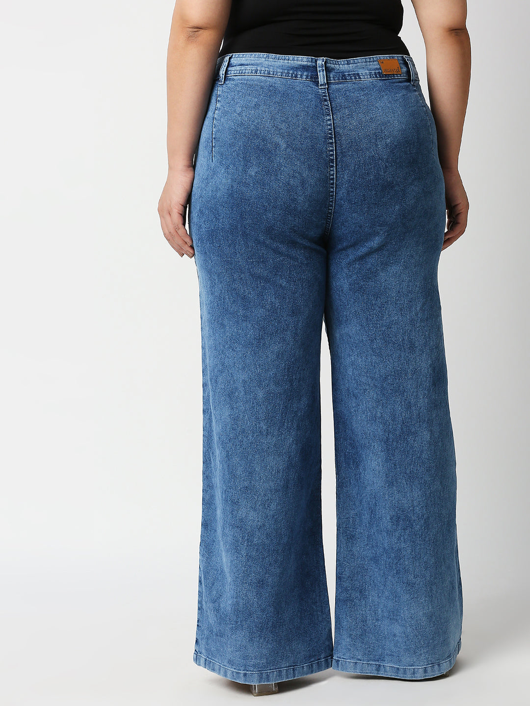 Women Blue Wide Leg High-Rise Plus Size Stretchable Jeans